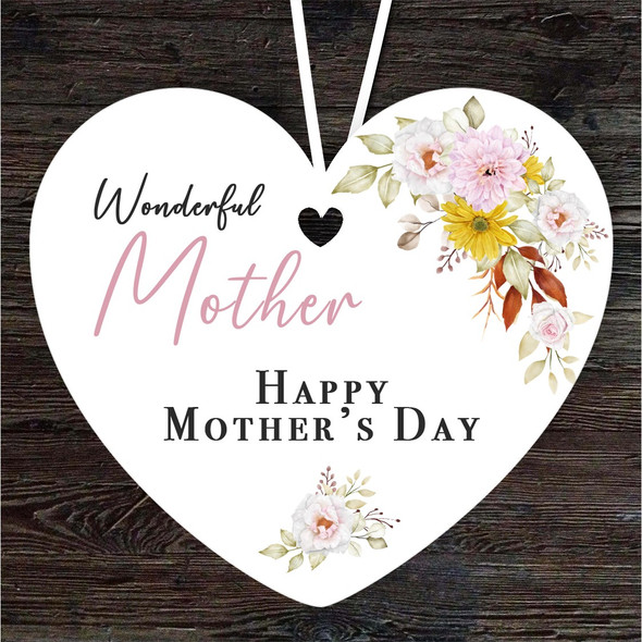 Wonderful Mother Floral Mother's Day Gift Heart Personalised Hanging Ornament