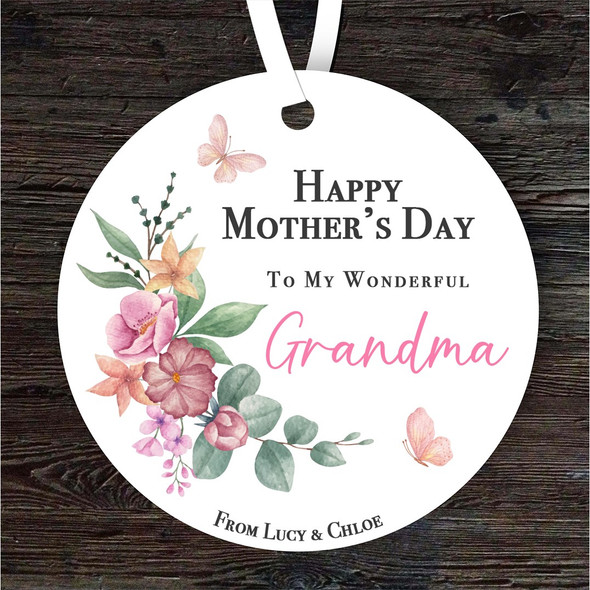 Wonderful Grandma Watercolour Floral Mother's Day Gift Personalised Ornament