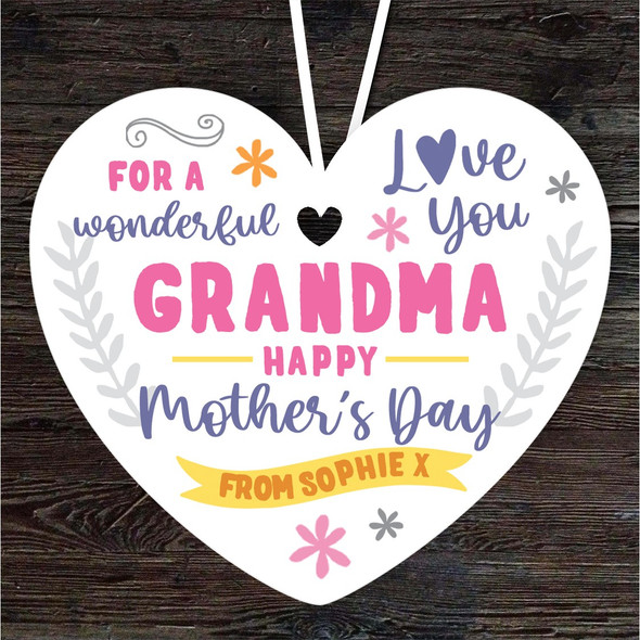 Grandma Happy Mother's Day Gift Love You Heart Personalised Hanging Ornament