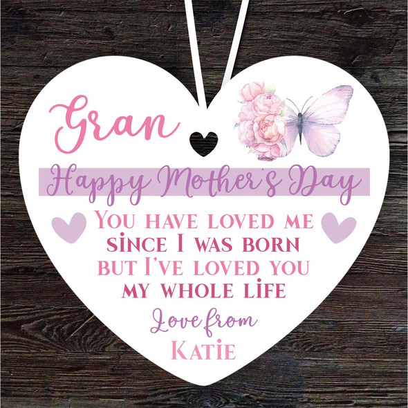 Gran Happy Mother's Day Gift Butterfly Heart Personalised Hanging Ornament