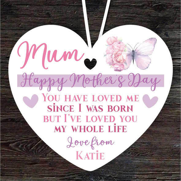 Mum Happy Mother's Day Gift Butterfly Heart Personalised Hanging Ornament