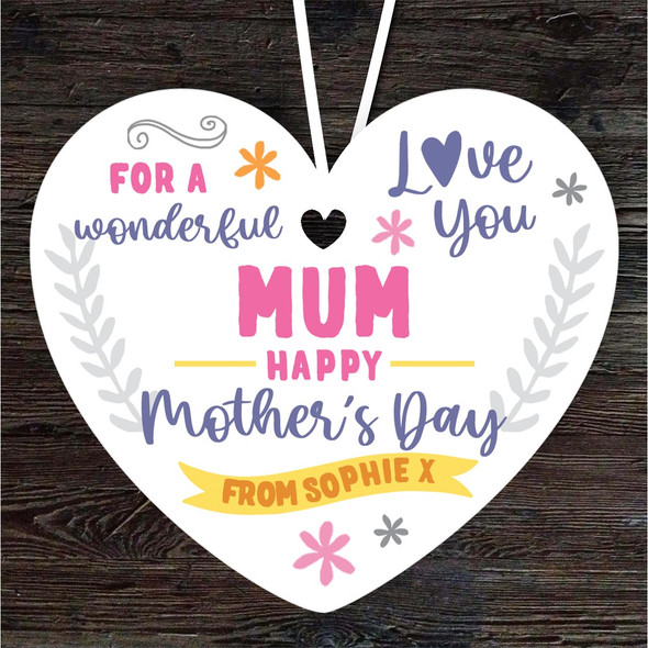 Mum Happy Mother's Day Gift Love You Heart Personalised Hanging Ornament