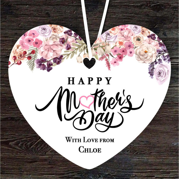 Watercolour Floral Mother's Day Gift Heart Personalised Hanging Ornament
