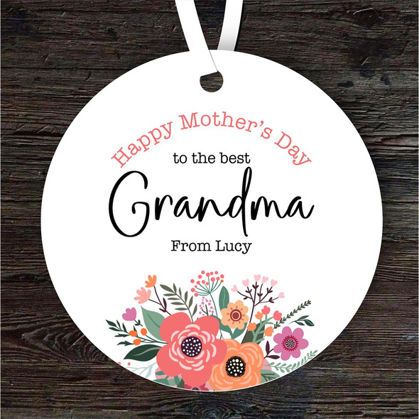Grandma Floral Mother's Day Gift Round Personalised Hanging Ornament