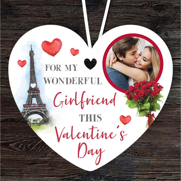 Girlfriend Female Valentine's Day Gift Paris Photo Heart Personalised Ornament