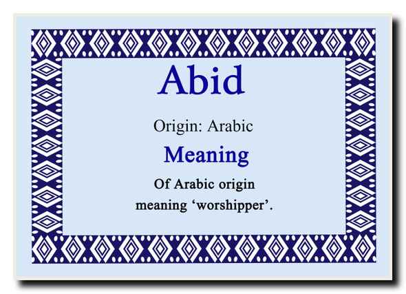 Abid Personalised Name Meaning Jumbo Magnet