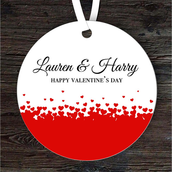Hearts Valentine's Day Gift Round Personalised Hanging Ornament