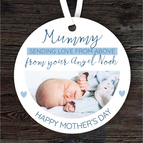 Mummy Angel Baby Loss Blue Boy Photo Mothers Day Keepsake Memorial Gift Ornament