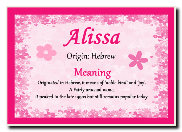 Alissa Personalised Name Meaning Jumbo Magnet