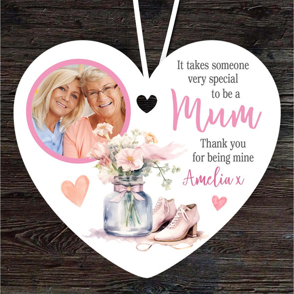 Gift For Mum Flowers Shoes Photo Heart Personalised Hanging Ornament
