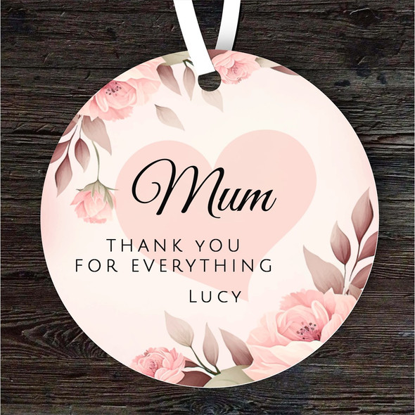 Gift For Mum Thank You Floral Round Personalised Hanging Ornament