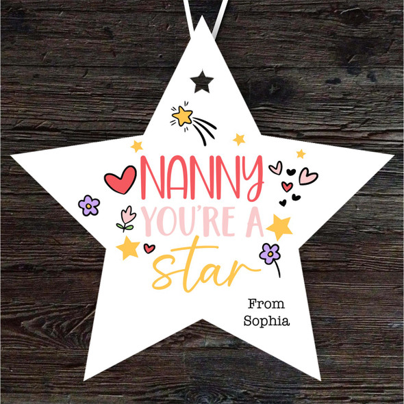 Gift For Nanny Doodle Star Personalised Hanging Ornament
