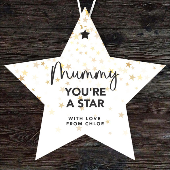 Gift For Mummy Gold Stars Personalised Hanging Ornament