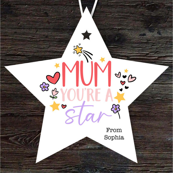Gift For Mum Doodle Star Personalised Hanging Ornament