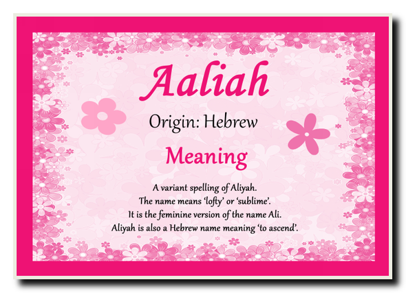 Aaliah Personalised Name Meaning Jumbo Magnet