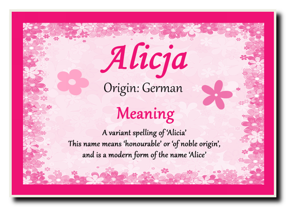 Alicja Personalised Name Meaning Jumbo Magnet
