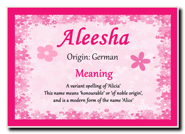 Aleesha Personalised Name Meaning Jumbo Magnet
