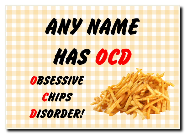 Funny Obsessive Disorder Chips Yellow Personalised Jumbo Magnet