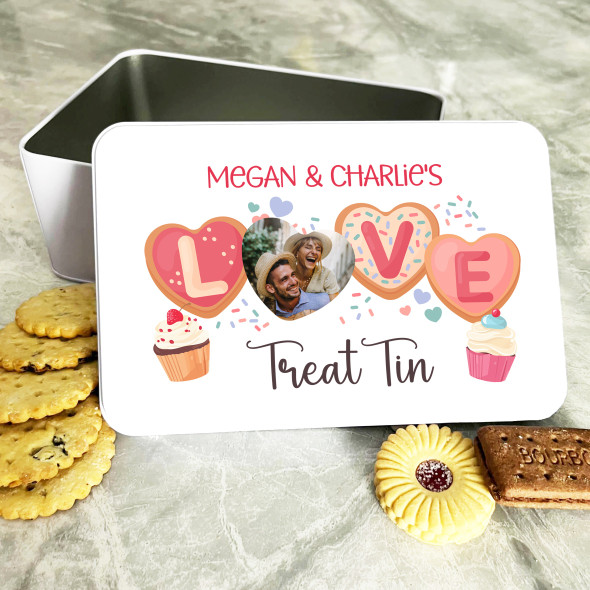 Love Word Photo Frame Romantic Gift Personalised Treat Tin