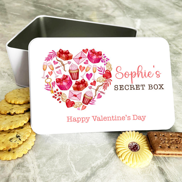 Romantic Love Heart Valentine's Day Gift Personalised Treat Tin