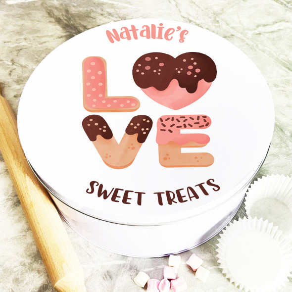 Round Love Word Font Romantic Gift Personalised Sweet Treat Tin