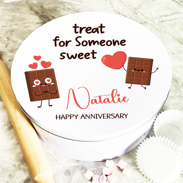 Round Someone Sweet Anniversary Gift Personalised Sweet Treat Tin