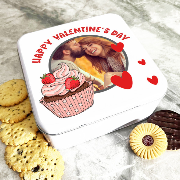 Square Cupcake Happy Valentine's Day Gift Photo Personalised Cake Tin