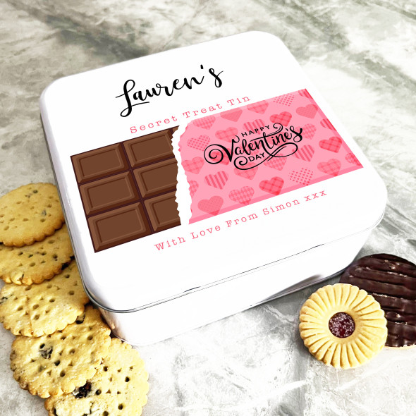 Square Hearts Chocolate Bar Valentine's Day Gift Personalised Treat Tin