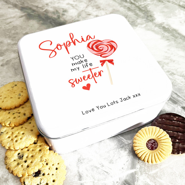 Square Lollipops Heart Romantic Gift Personalised Sweet Treat Tin