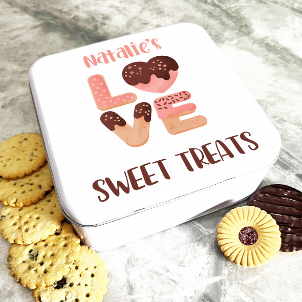 Square Love Cookie Letters Romantic Gift Personalised Sweet Treat Tin