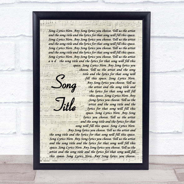 Hers Vintage Script Any Song Lyrics Custom Wall Art Music Lyrics Poster Print, Framed Print Or Canvas