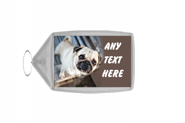 Pug Dog Personalised Keyring