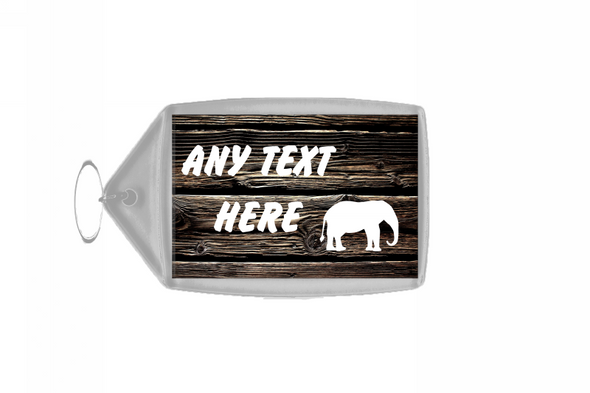 Dark Wood Elephant Personalised Keyring