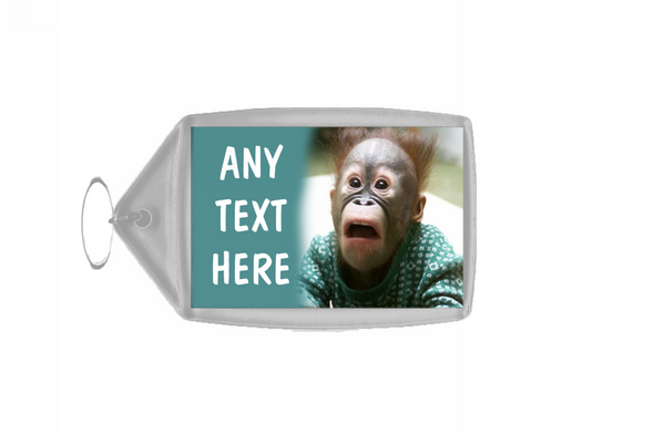 Funny Shocked Monkey Personalised Keyring