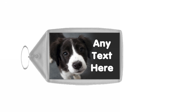 Border Collie Puppy Dog Personalised Keyring