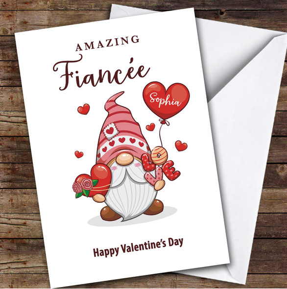 Personalised Amazing Fiancée Gonk Happy Valentine's Day Romantic Card