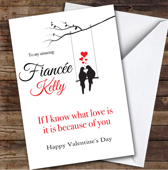 Personalised Love Birds Know What Love Is Fiancée Happy Valentine's Card