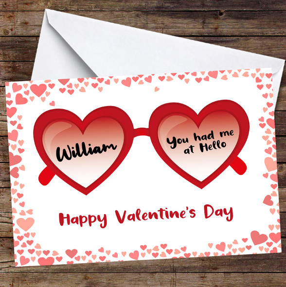 Personalised Love Hearts Sunglasses Valentine's Card