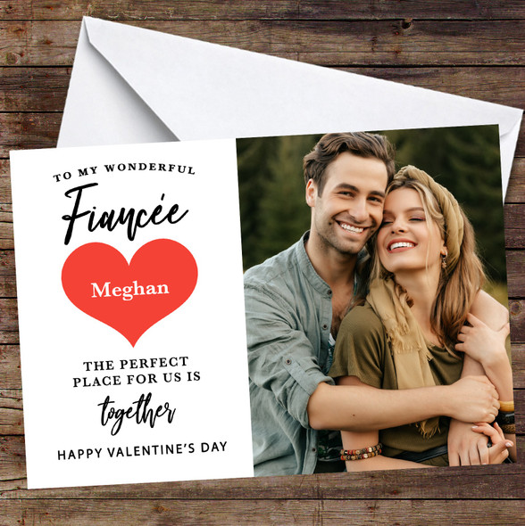 Personalised Romantic Couple Photo Heart Happy Valentine's Day Fiancée Card