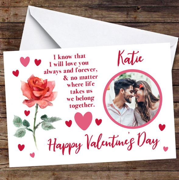 Personalised Rose Romantic Photo Happy Valentine's Day Card