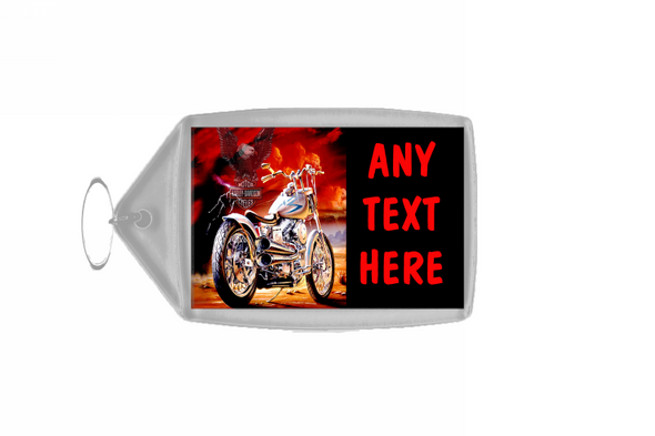 Harley Davidson Motorbike Red Personalised Keyring