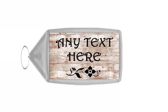 Pretty Distressed Wooden Effect Personalised Keyring