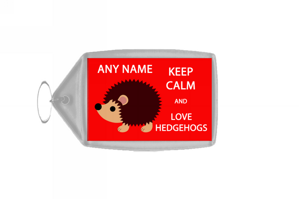 Keep Calm And Love Hedgehogs Personalised Large Keyring