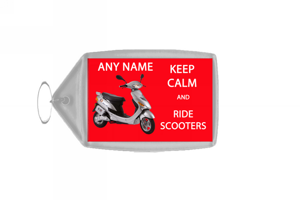 Keep Calm And Ride Scooters Personalised Large Keyring