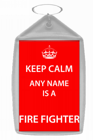 Fire Fighter Personalised Keep Calm Keyring