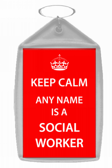 Social Worker Personalised Keep Calm Keyring