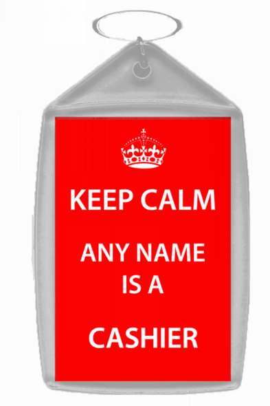 Cashier Personalised Keep Calm Keyring
