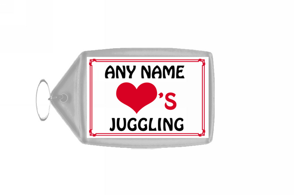 Love Heart Juggling Personalised Keyring