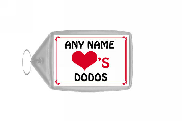 Love Heart Dodos Personalised Keyring