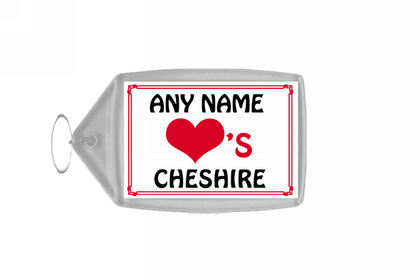 Love Heart Cheshire Personalised Keyring